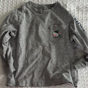 Vineyard Vines Kids Gray Long Sleeve Tee with Whale Logo